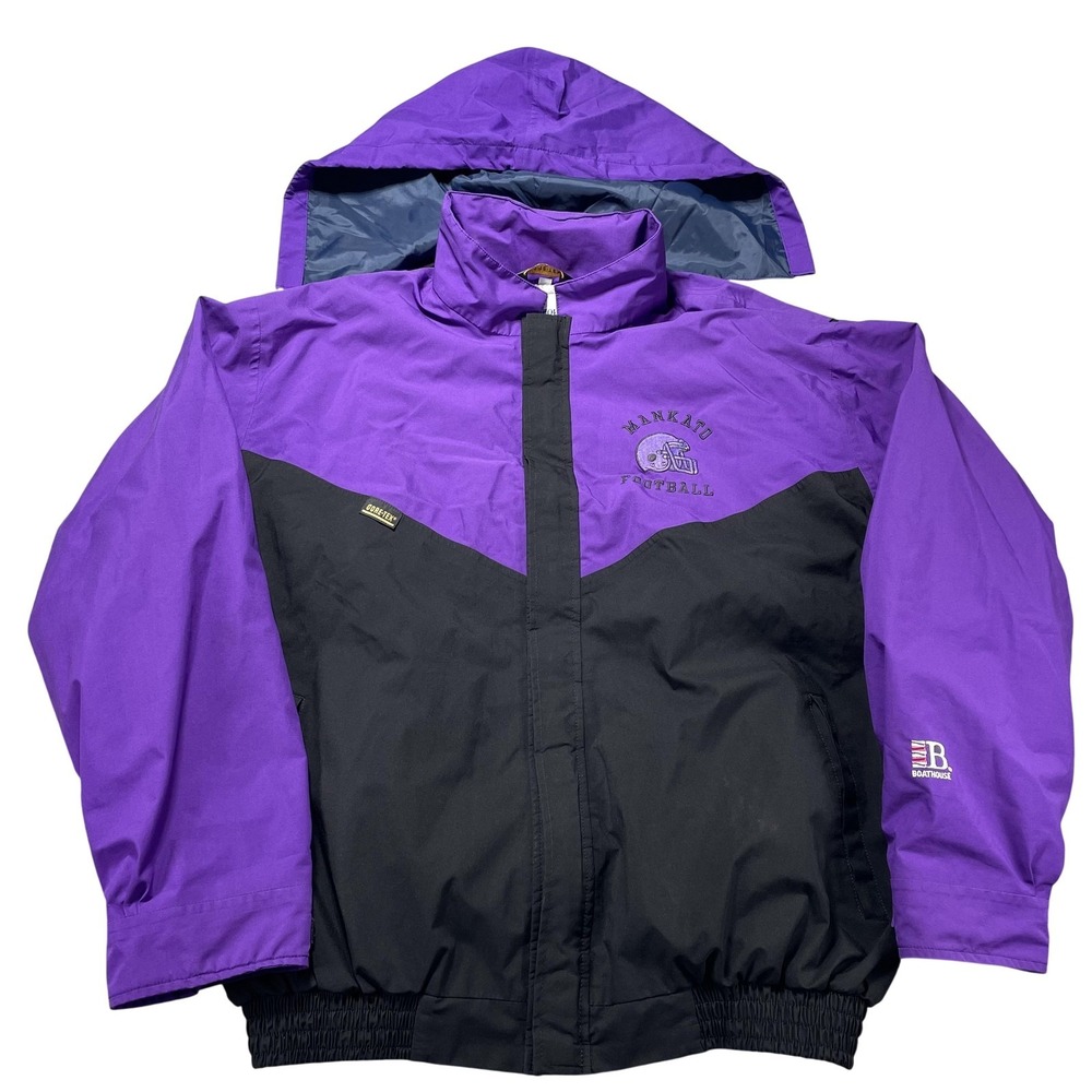 Mankato Football Jacket Mens XL Purple Black Football Boathouse Gore Tex Hooded